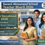 Swami Atmanand School Teacher Bharti 2026: छत्तीसगढ़ के कोरिया जिले में संविदा शिक्षक भर्ती शुरू, अभी करें आवेदन
