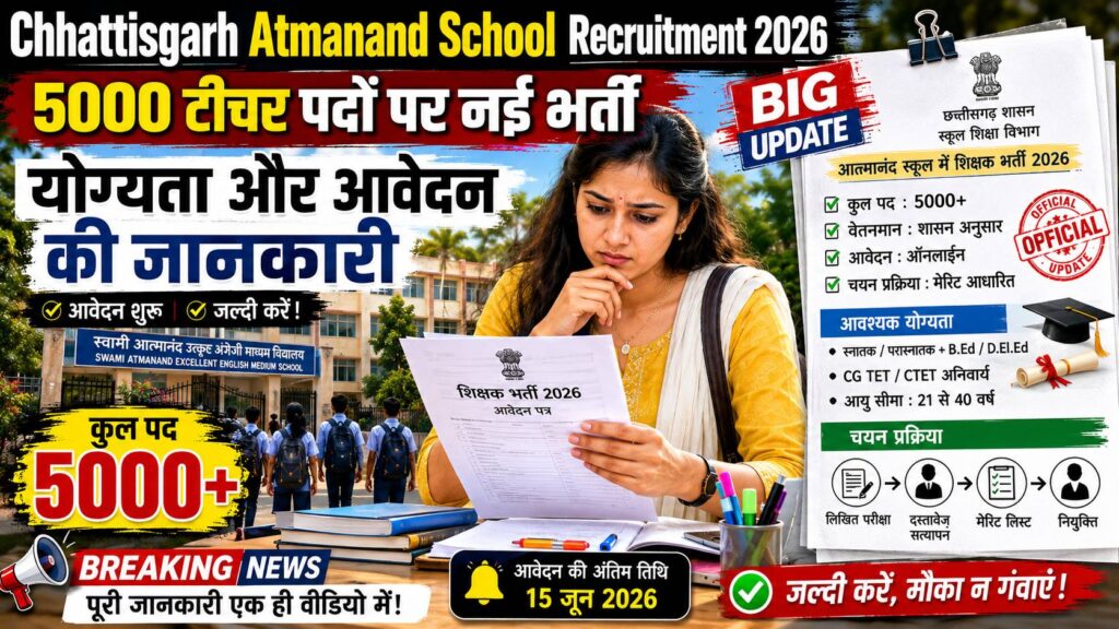 Chhattisgarh Atmanand School Recruitment 2026